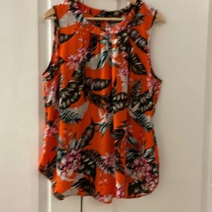 Wallis bright orange floral sleeveless top SIZE 12